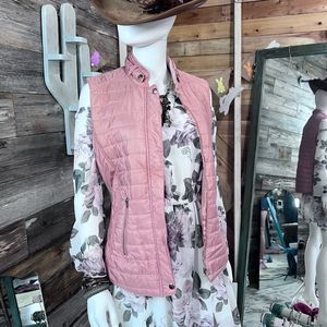 Entro Pink Zip Up Puffer Vest with Front Zipper Pockets
